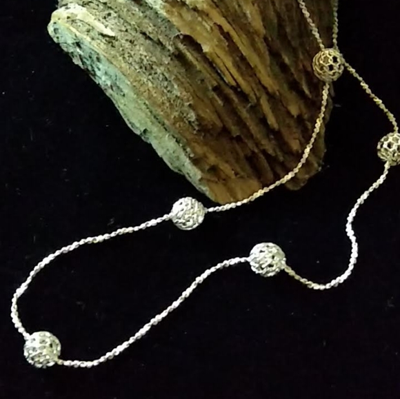 Italian silver Jewelry - . 925 Italian sterling silver necklace with decorative art deco style spheres